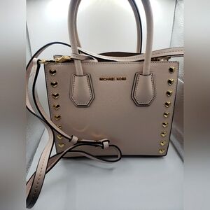 Michael kors mercer heart messenger gold studs bag soft  pink